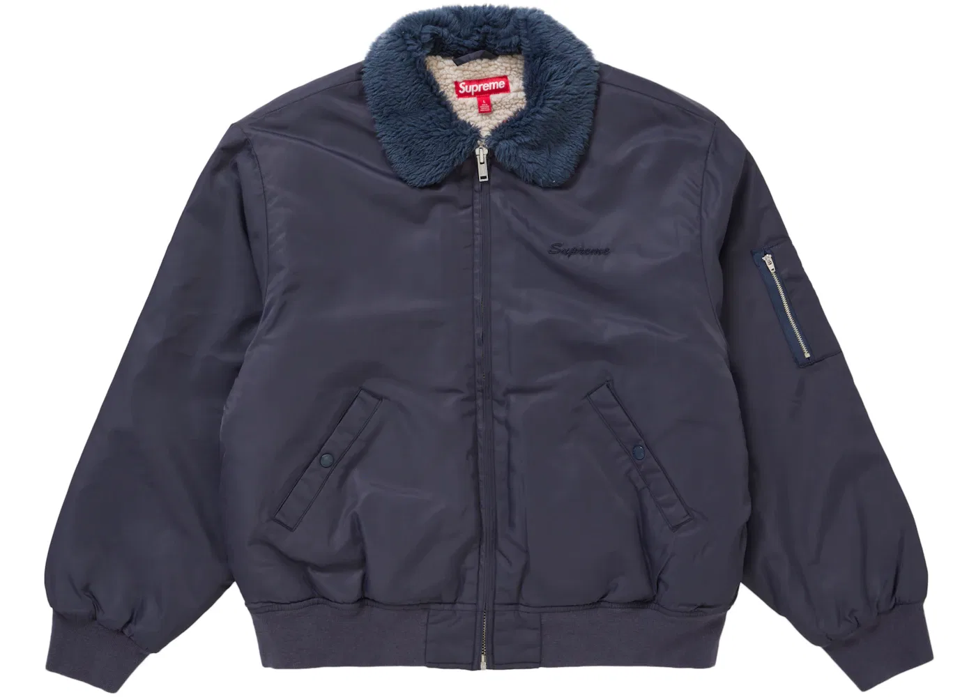 Мужская куртка-бомбер нейлоновая Supreme AOI Nylon Bomber Jacket, Navy — фото 3