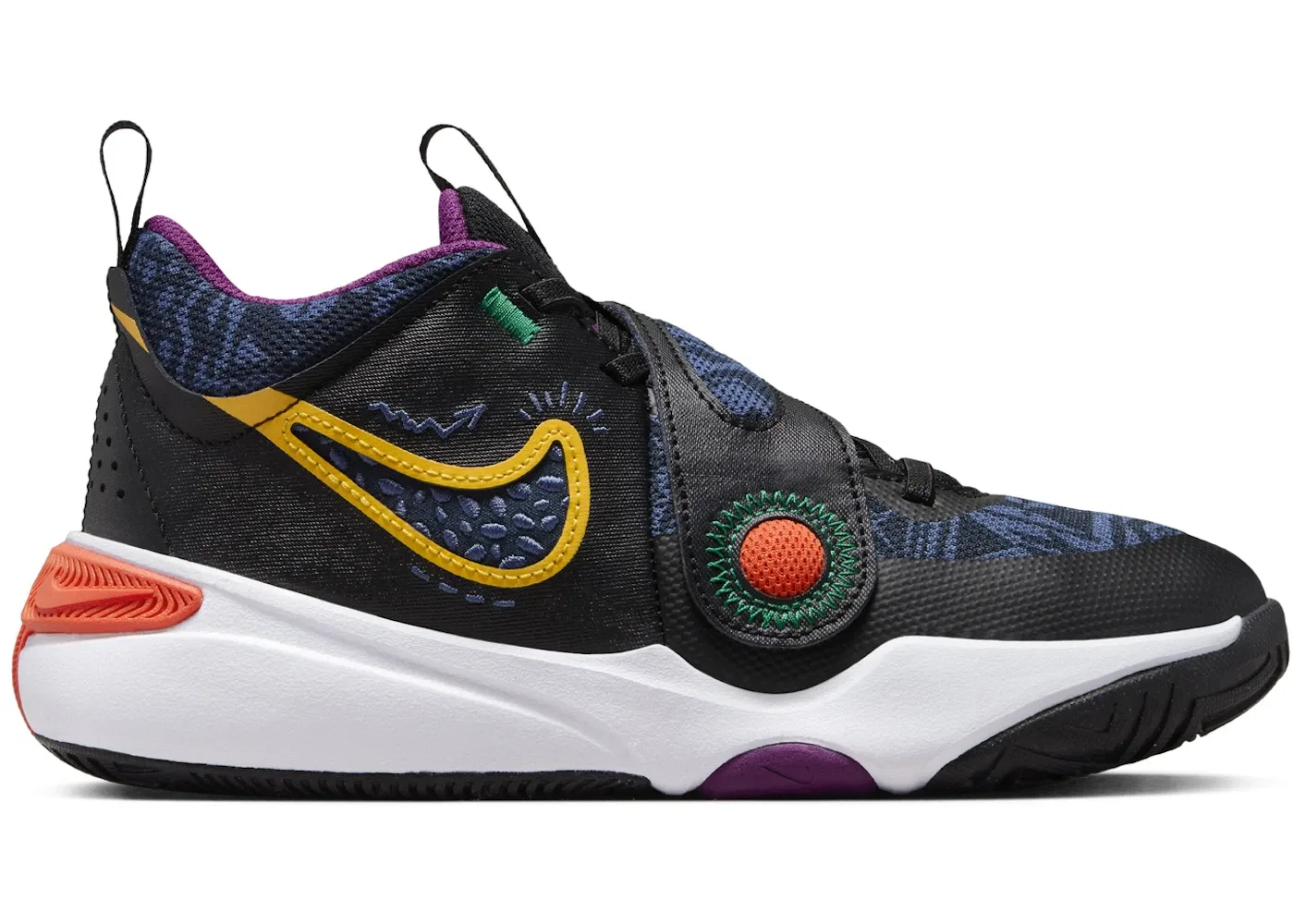 Детские кроссовки для активного спорта Nike Team Hustle D 11 SE Nike, Black/Mystic Navy/Cosmic Clay/University Gold