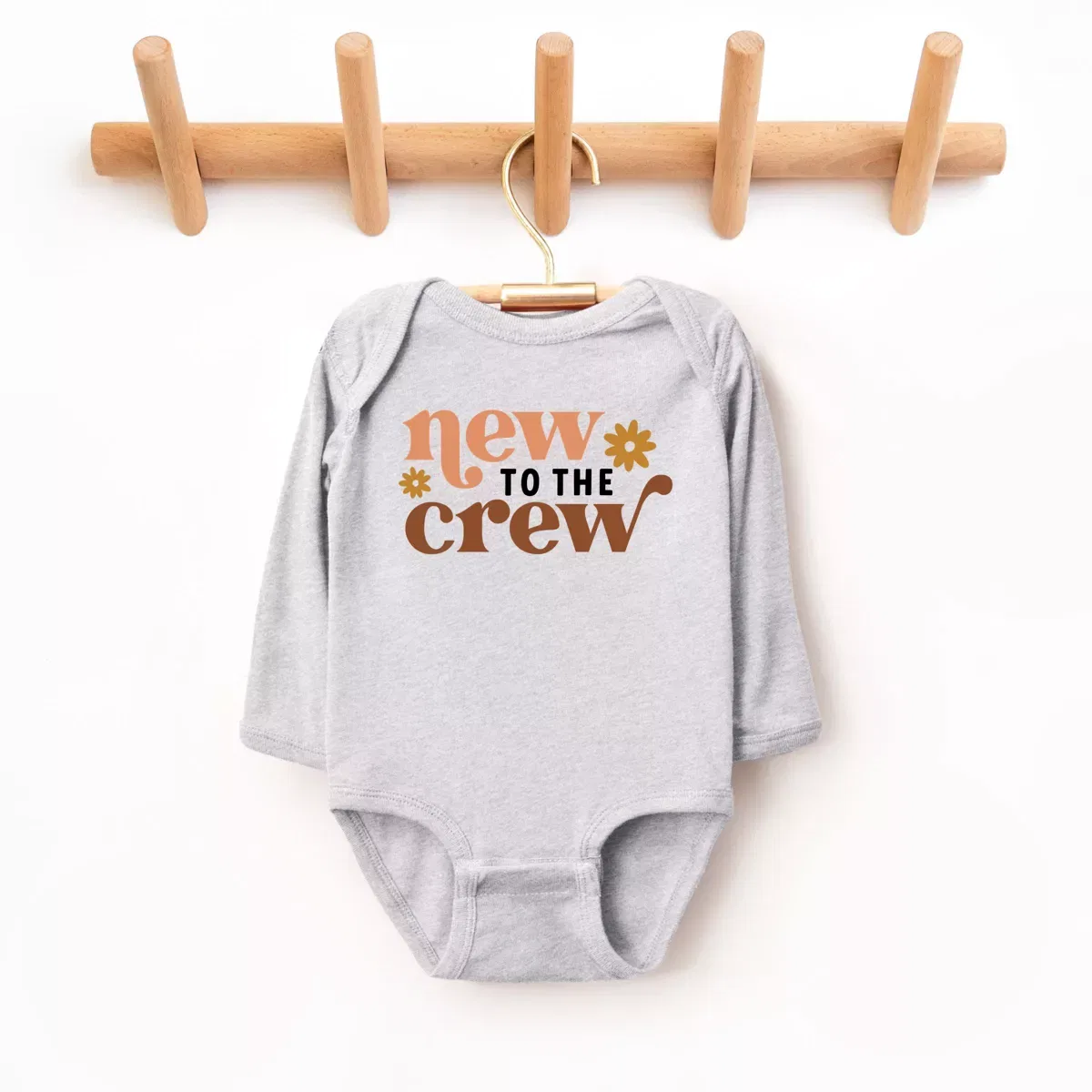 Детский боди с длинным рукавом Boho New To The Crew The Juniper Shop, Heather Grey