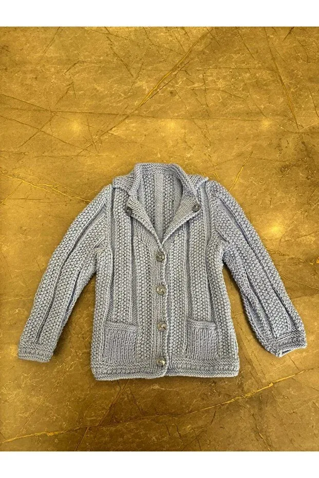 Детский кардиган для мальчиков в полоску Hand knitted tripe model Izelticaret, Gray