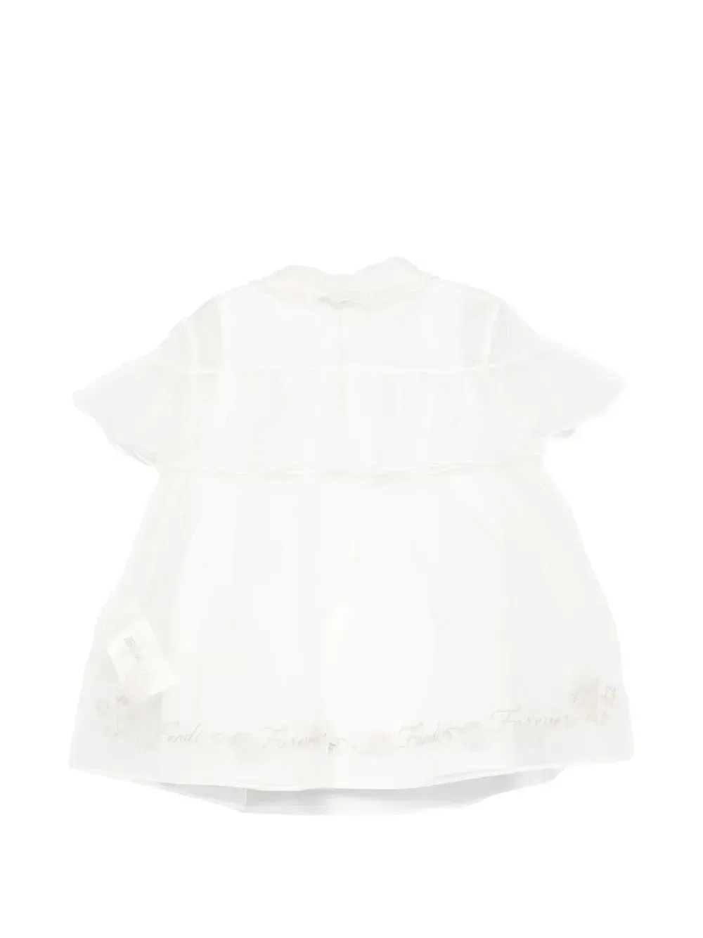 Платье с оборками и вышивкой логипа Fendi Kids, белый — фото 2