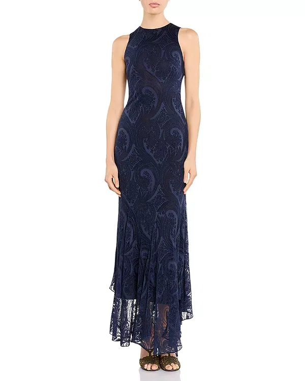 Женское платье макси с принтом Paisley maxi dress Etro, Printed Blue