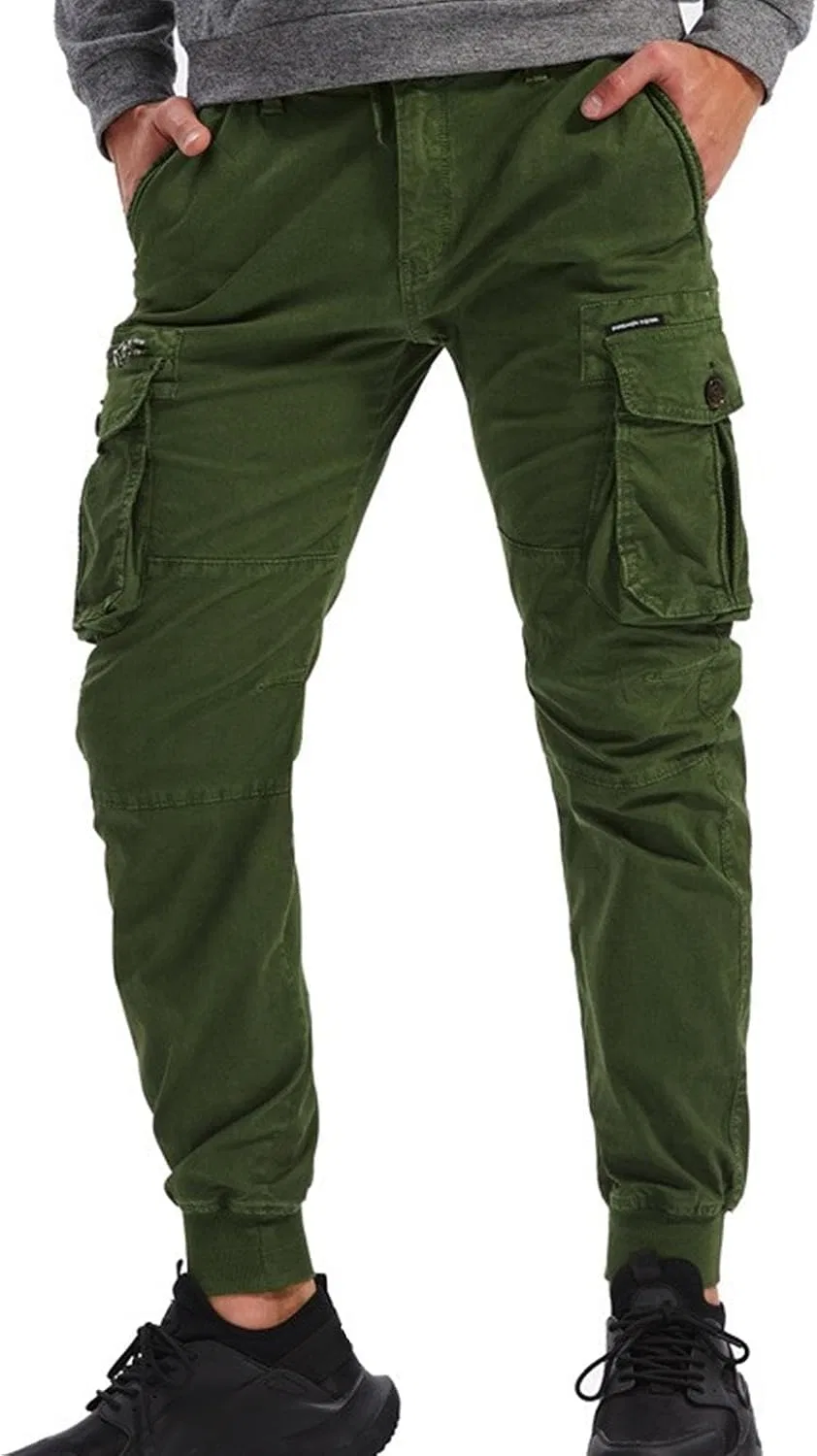 Мужские тактические карго-брюки Slim Fit с молниями, зелёный — фото 2