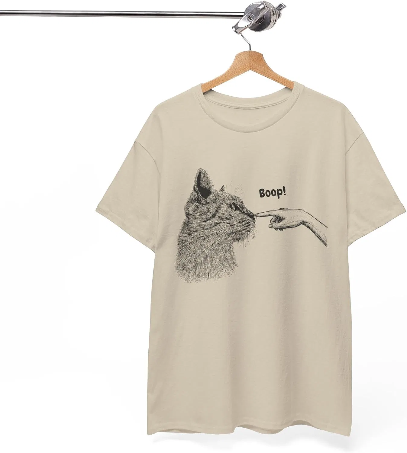 Женская футболка с принтом Boop Cat, песочный — фото 4