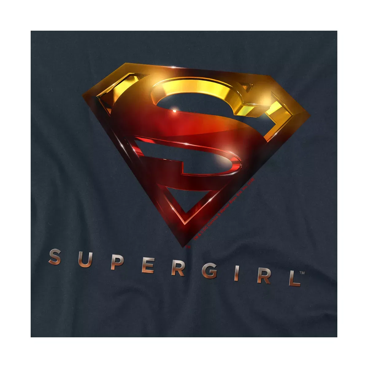 Детское худи для девочек с принтом Supergirl Logo Glare Supergirl, Navy — фото 2