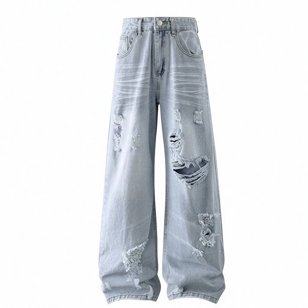 Детские джинсы с рваными элементами GWAF, Light Blue