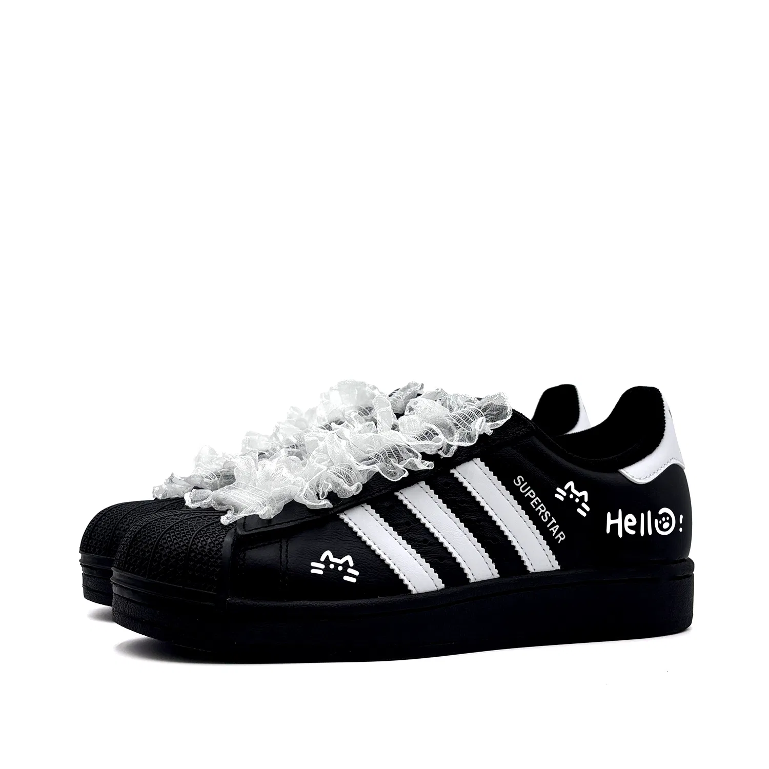Детские кеды для скейтбординга из кожи Adidas Originals Superstar 2, Черный — фото 4