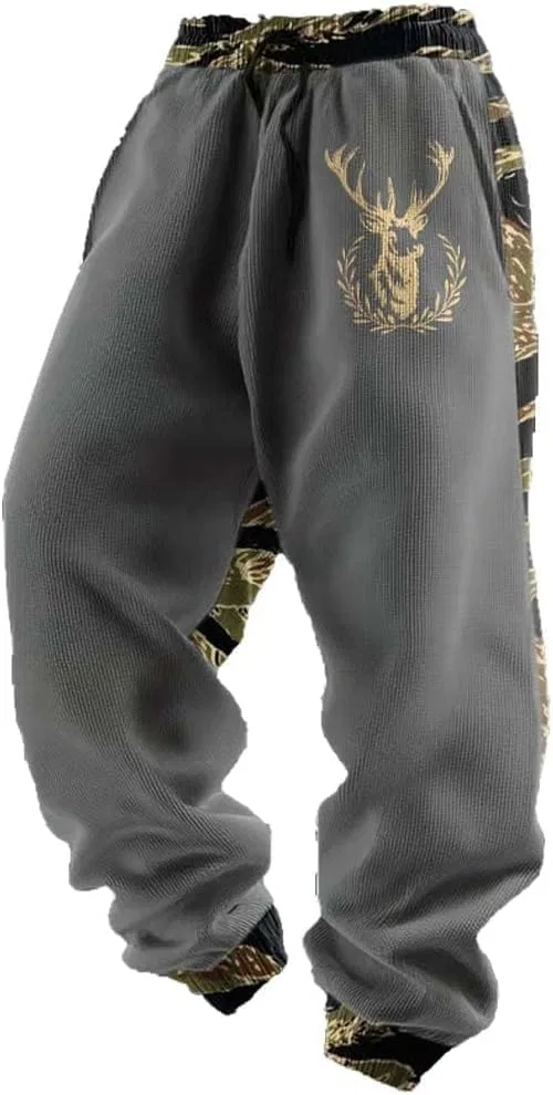 Мужские спортивные штаны с камуфляжным принтом и оленем, Vintage Camo Hunting Pant, серый