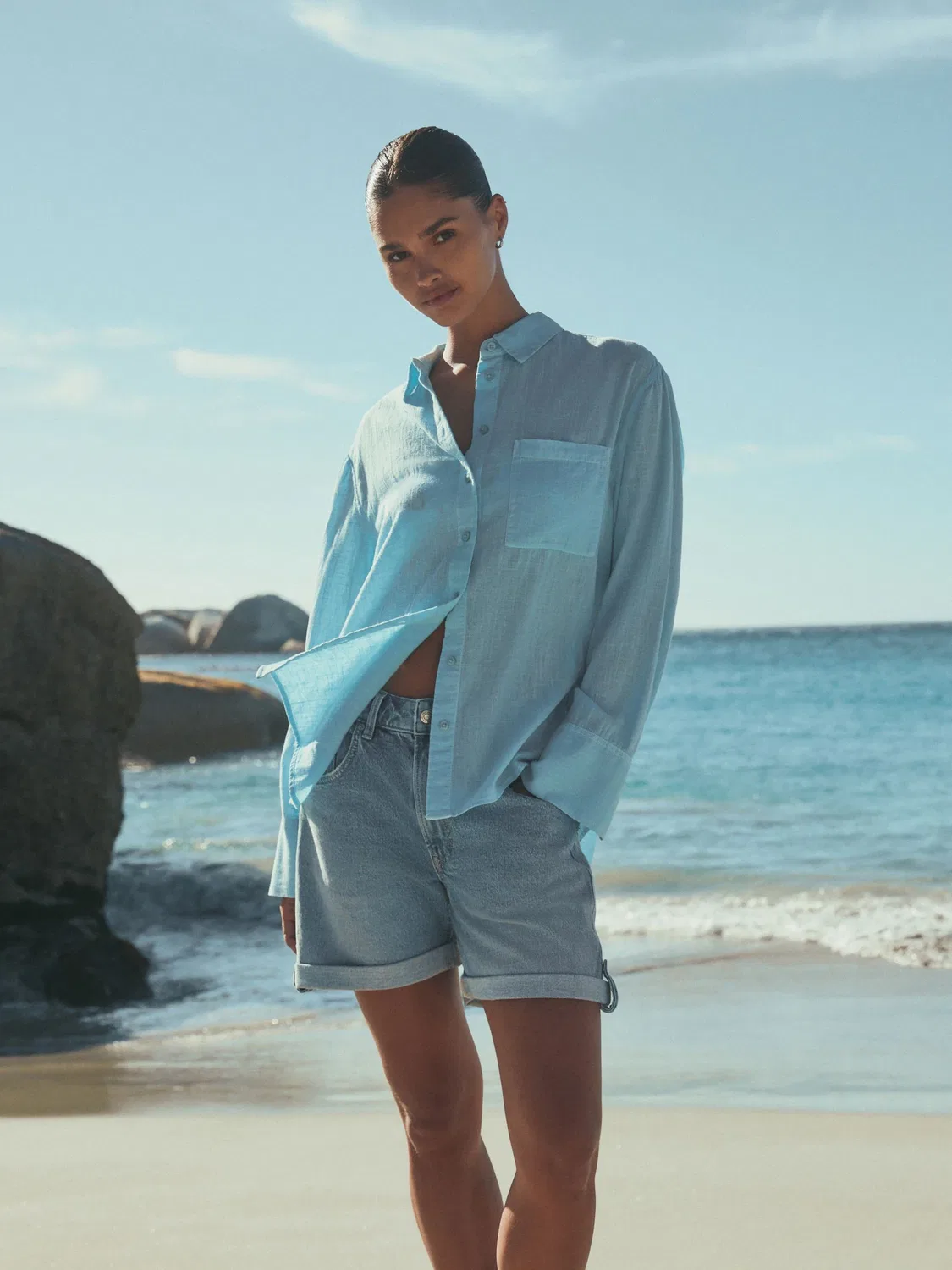 Рубашка с длинным рукавом Relaxed Fit Linen Next, Light Blue — фото 2