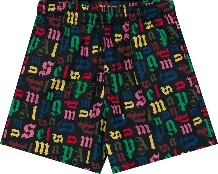 

Шорты для плавания Palm Angels x Vilebrequin All Over Logo Swimshorts 'Black/Multicolor', черный