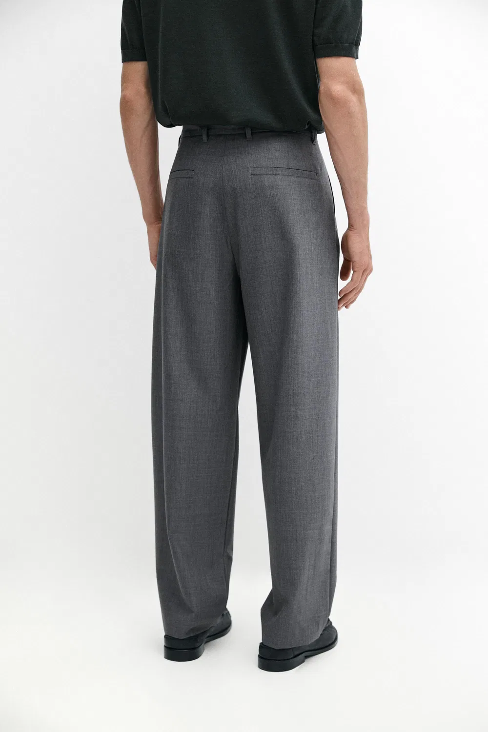 Брюки Massimo Dutti, шерстяные, свободные, с вытачками, серые — фото 3