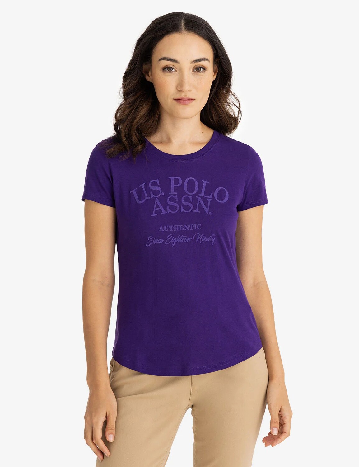 

Футболка U.S. Polo Assn. Tonal Flocked Semi Scoop Jersey, фиолетовый