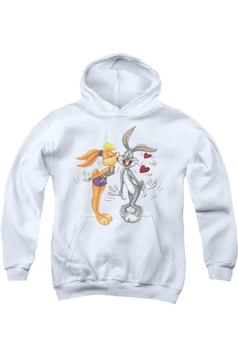 Детское худи с капюшоном Looney Tunes Bugs And Lola Kiss Valentine´s Day Gildan, White