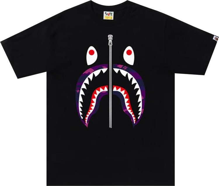 

Футболка BAPE Color Camo Shark Tee 'Black/Purple', черный