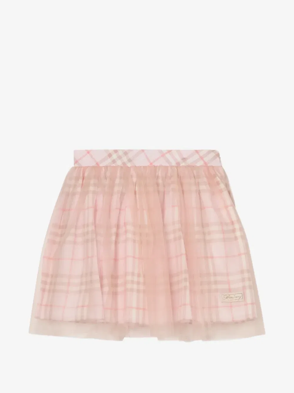 Клетчатая шелковая юбка BURBERRY KIDS, розовый