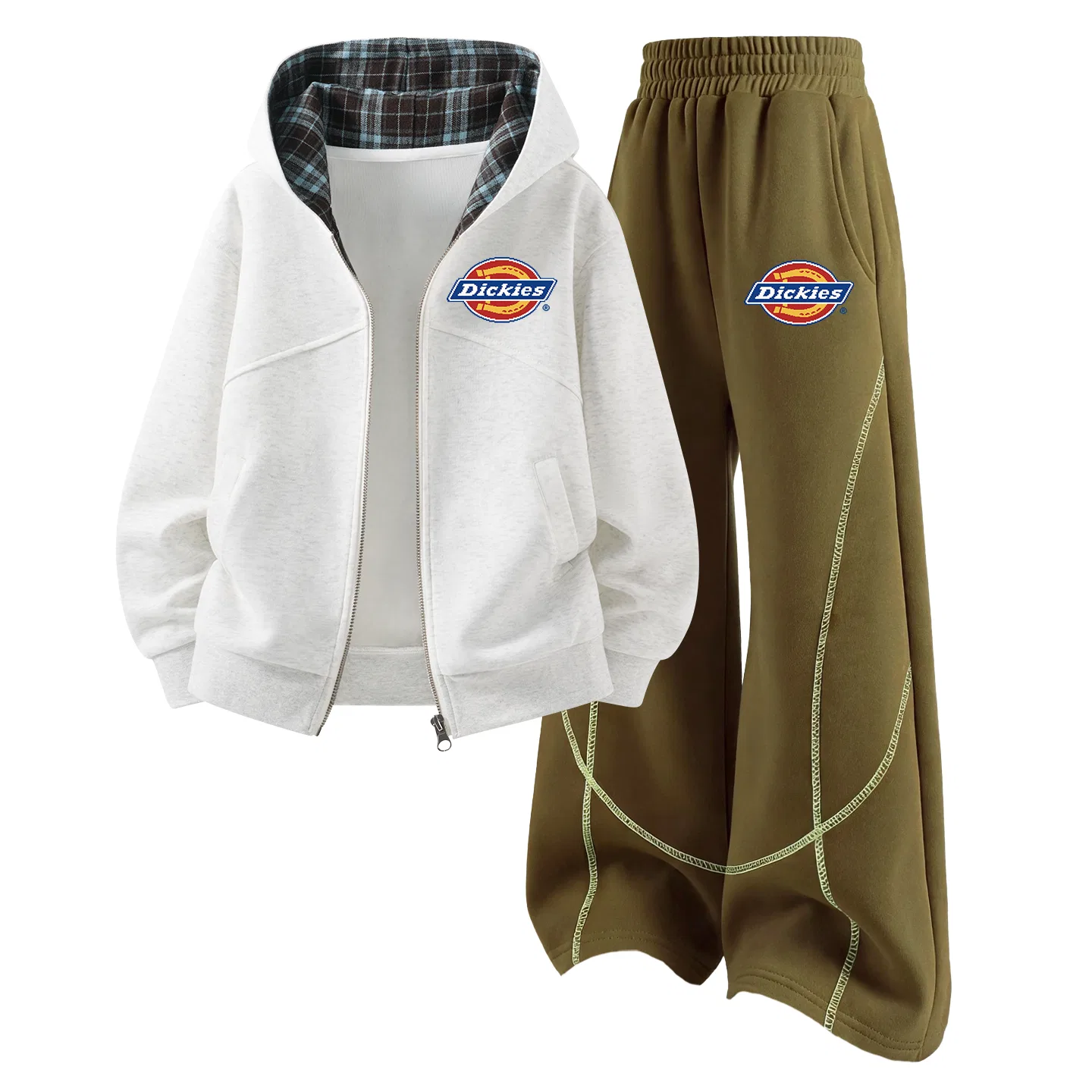 Детский комплект из худи и брюк с принтом Sise Pixel K Dickies, White Heather Gray/Autumn Brown