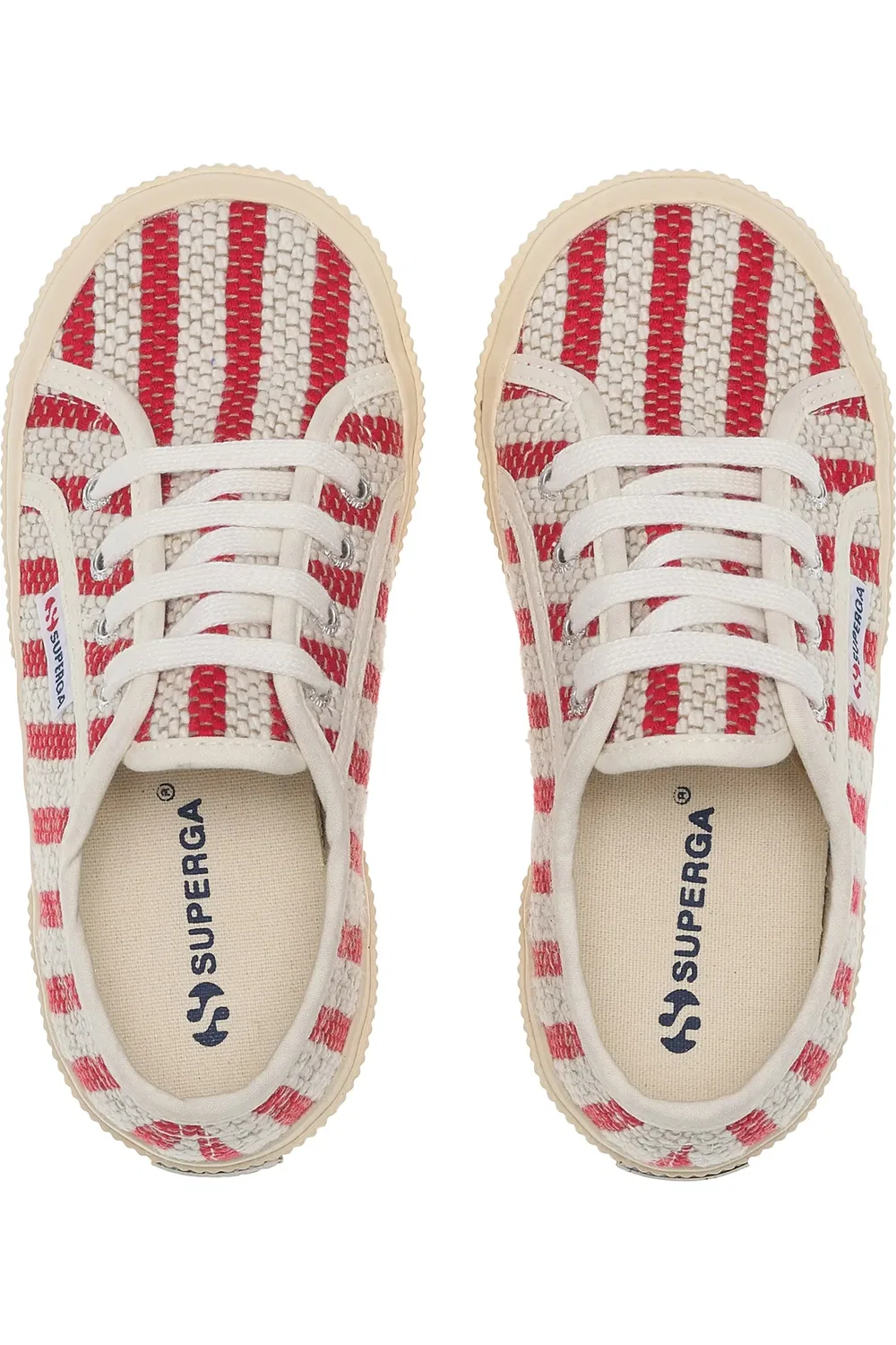Кеды детские на шнуровке из хлопка 2750 Superga, красно-белый — фото 4