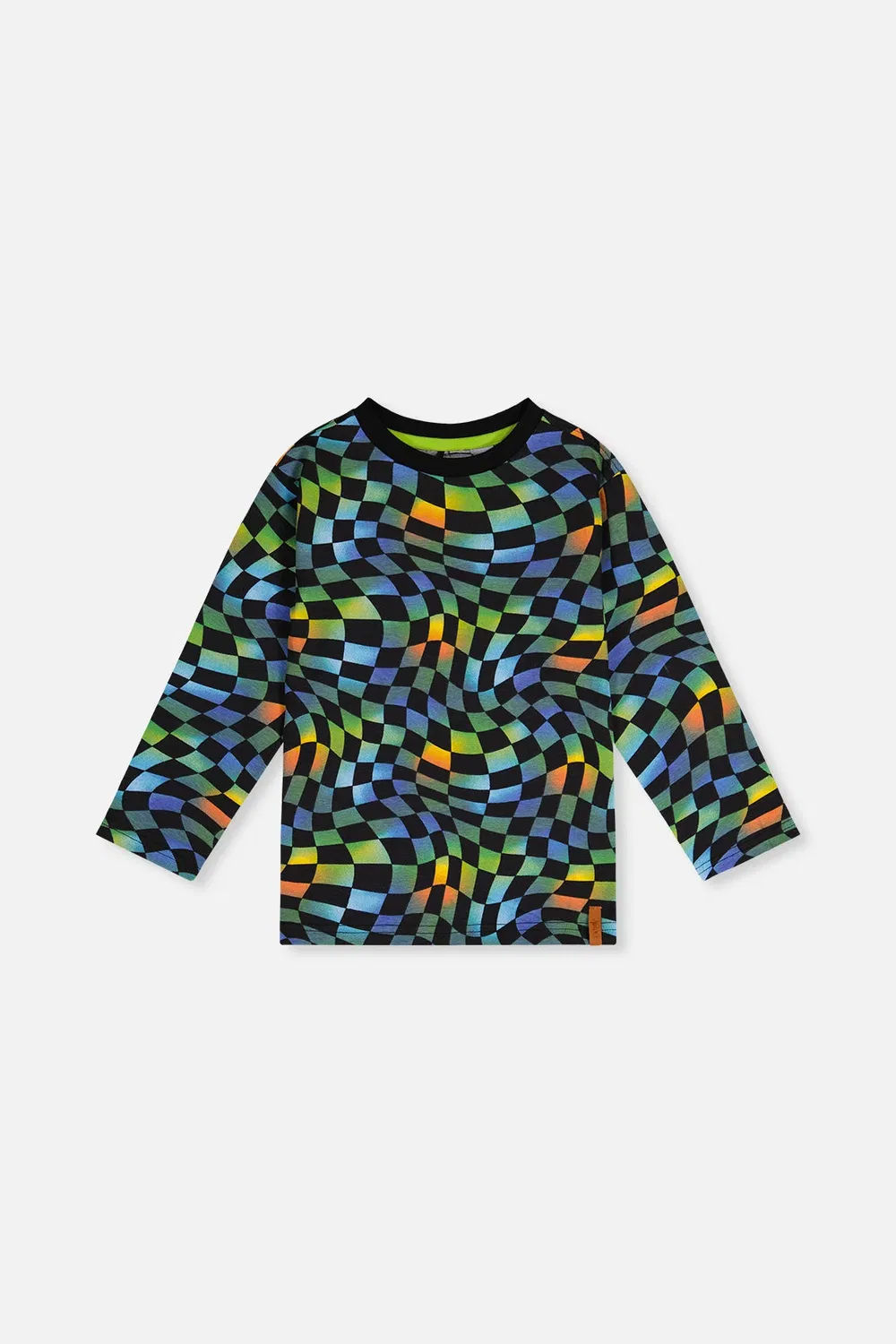 Детский лонгслив с длинным рукавом и принтом Blue Checkered Print Deux par Deux, Blue Checkered Print