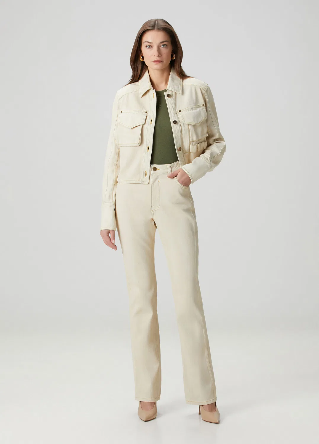 Джинсы wide-leg Balmain, bej