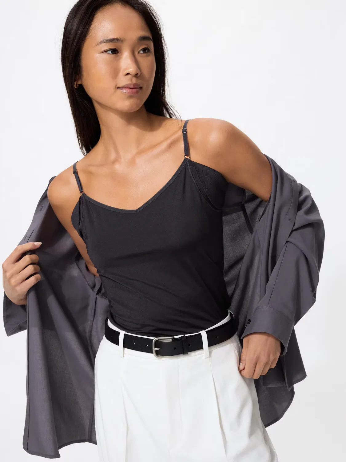 Майка Uniqlo airism, из ацетата, черная