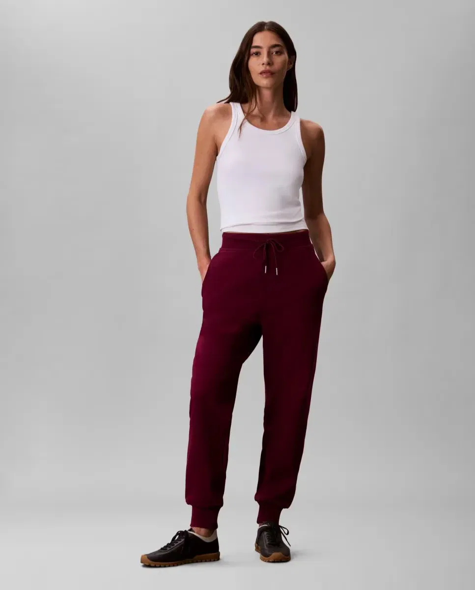 Женские спортивные брюки из футера с манжетами Calvin Klein, Бургунди