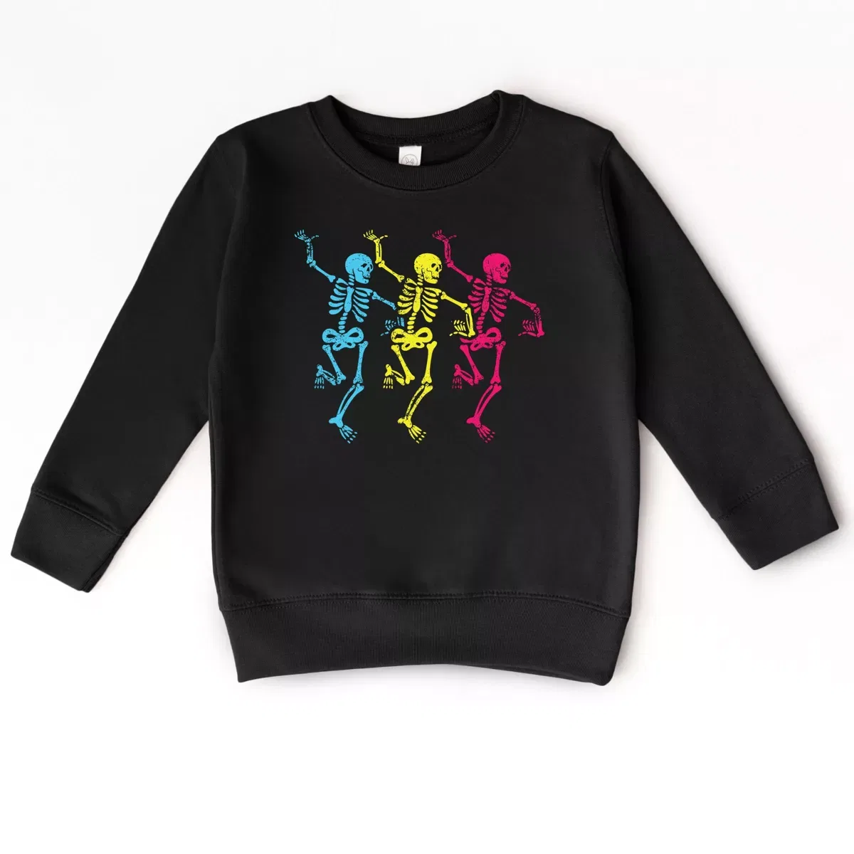 Детский свитшот с принтом Three Skeletons Dancing Neon The Juniper Shop, Black