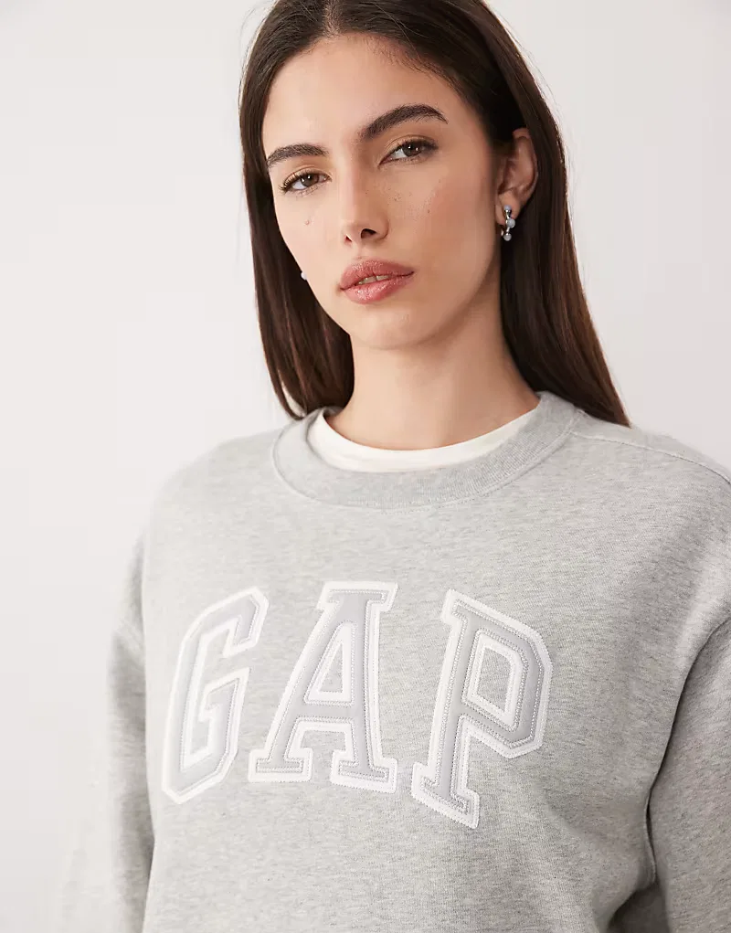 Джемпер с круглым вырезом GAP, серый — фото 3