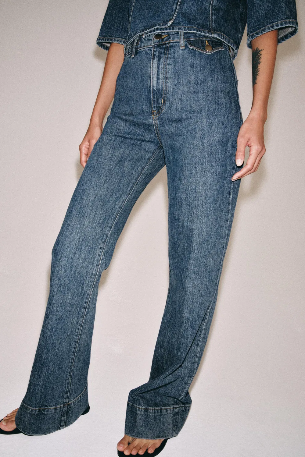 Джинсы-клеш с высокой талией из коллекции ZW ZARA, Blue — фото 2