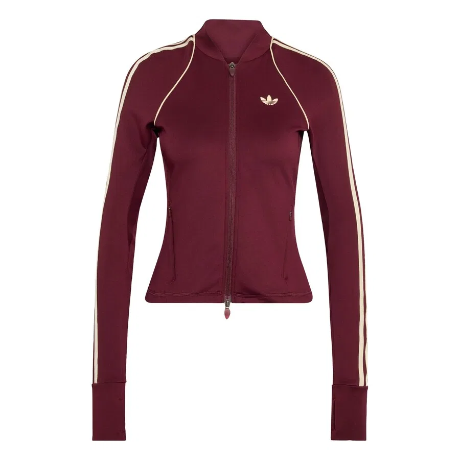 Спортивная толстовка на молнии ADIDAS PERFORMANCE Athletic Zip-Up Hoodie 'SST' бордового цвета