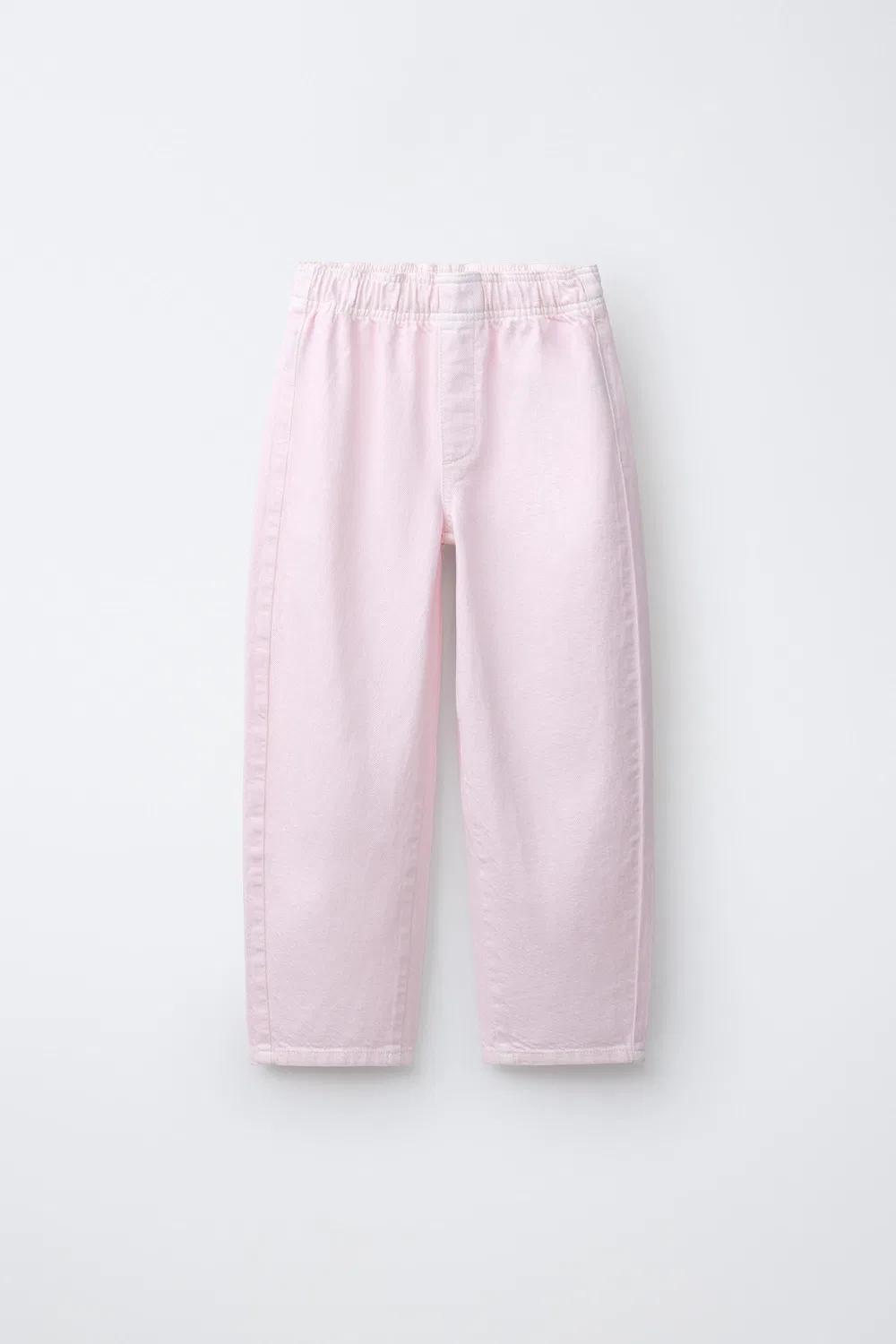 Свободные брюки-бочонок с эластичным поясом ZARA, White/Pink