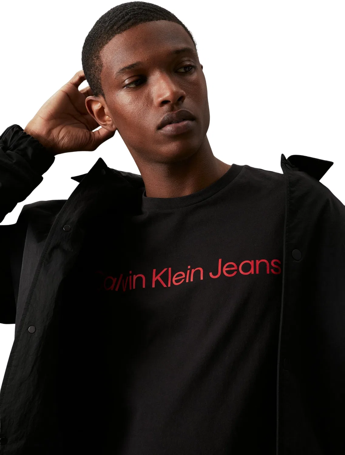 Мужская футболка с коротким рукавом Core Institutional Logo Calvin Klein, Black (Ck Black / Salsa) — фото 4