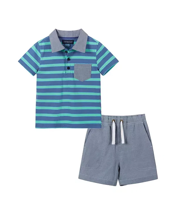 Детский комплект для мальчиков с коротким рукавом Andy & Evan, Blue Stripe 1