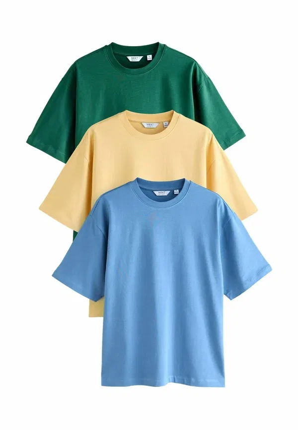 Футболки 3 шт., 100% хлопок, Heavyweight t-shirts 3 pack, Next, зеленый, синий, желтый — фото 4