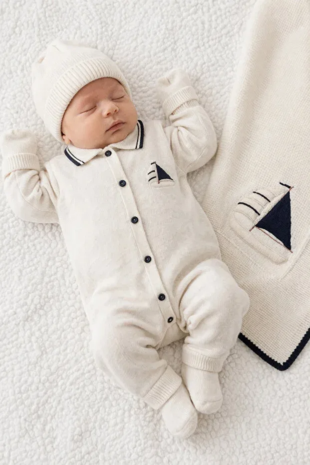 Детский комплект для новорожденных из трикотажа Newborn Knit Set Naka Concept, Ecru