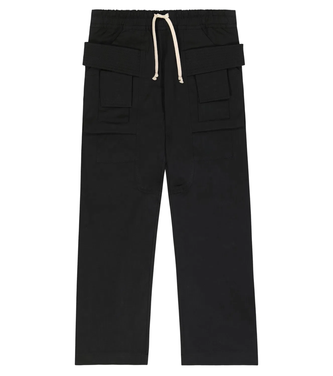 Широкие хлопковые брюки-карго Rick Owens Kids, черный