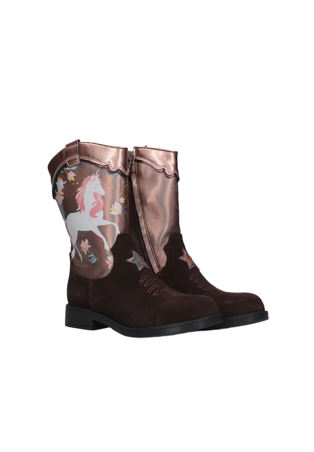 Meisjes Cowboylaarzen nw26w010. - ковбойские/байкерские ботинки до щиколотки Shoesme, Dark Brown Unicorn — фото 2