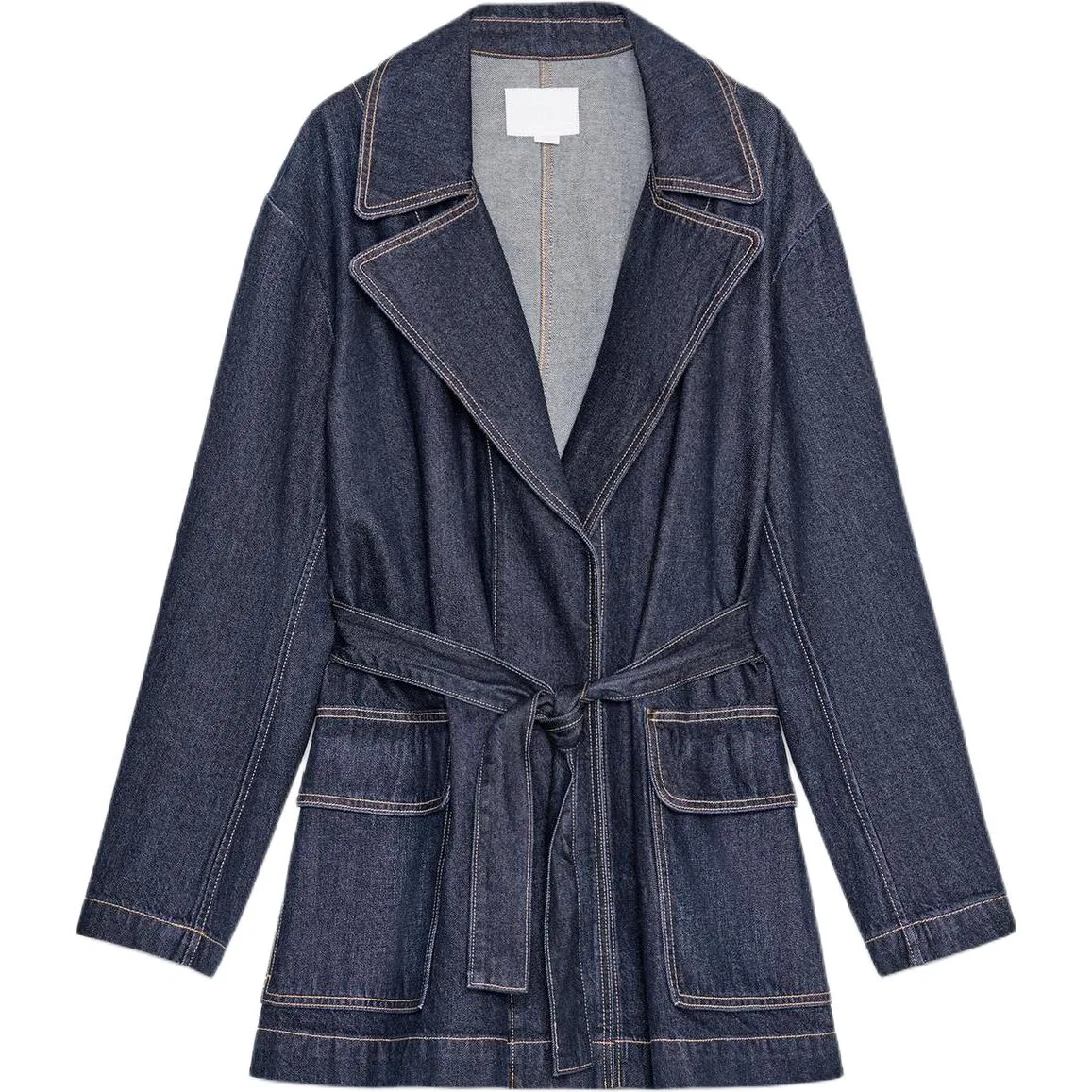 Женское пальто-тренч с лацканами Dark Indigo Cyan ZARA