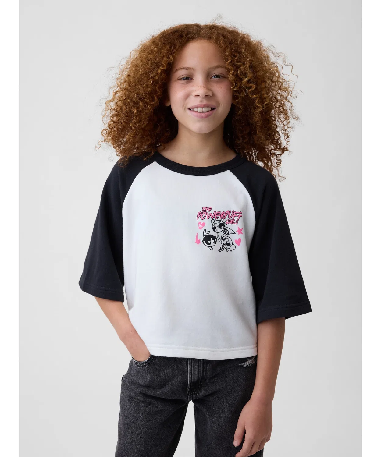 Детский свитшот с принтом Powerpuff Girls, хлопковый GAP, Blue — фото 2