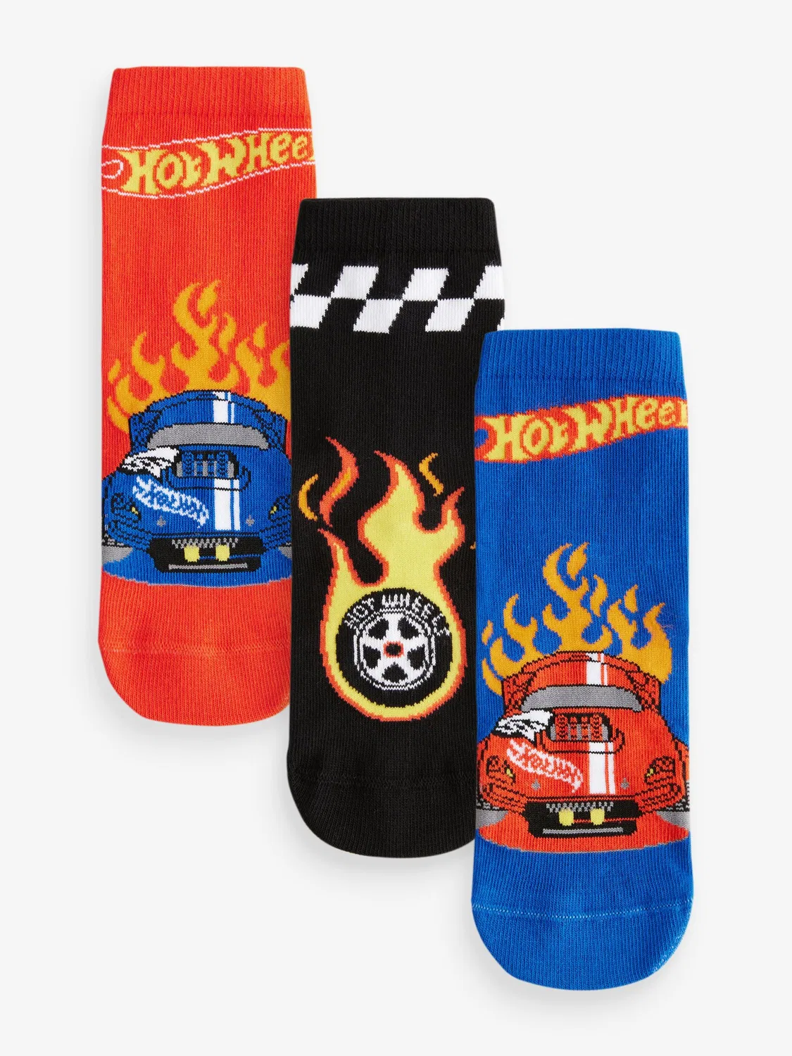 Носки, 3 пары, Hot Wheels Next, красный/черный/синий