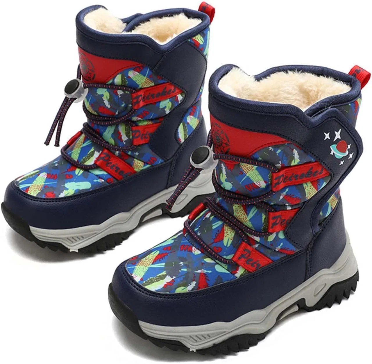 Детские зимние ботинки с меховой подкладкой Snow Boots Eliogn, Navy Red — фото 2