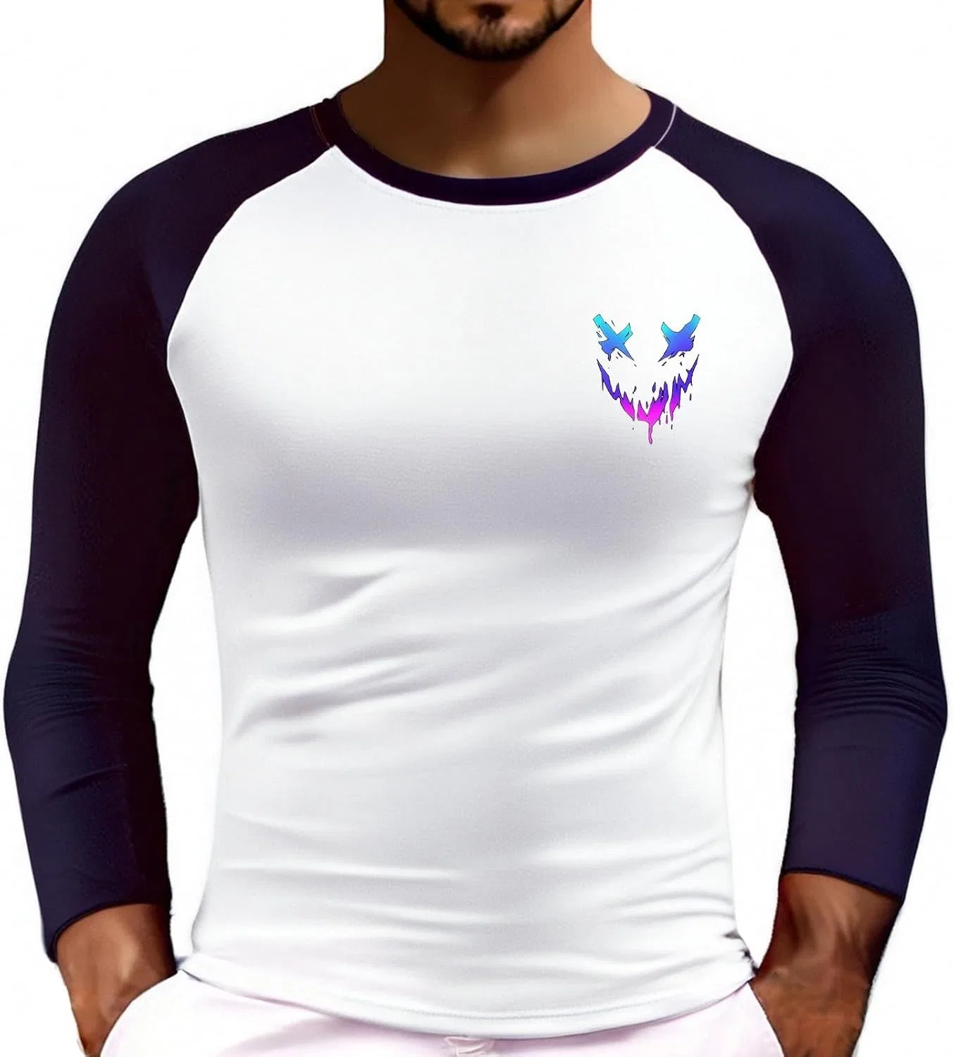 Мужская футболка с длинным рукавом 3/4 реглан Color Block Generic, Dark Purple