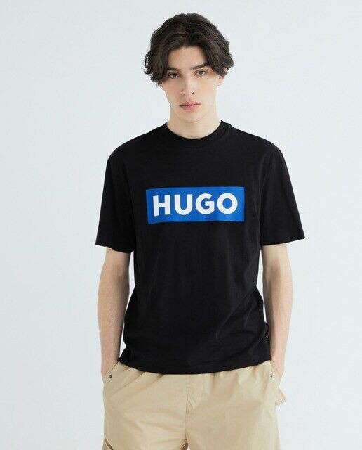 

Мужская хлопковая футболка с коротким рукавом Hugo Blue, черный