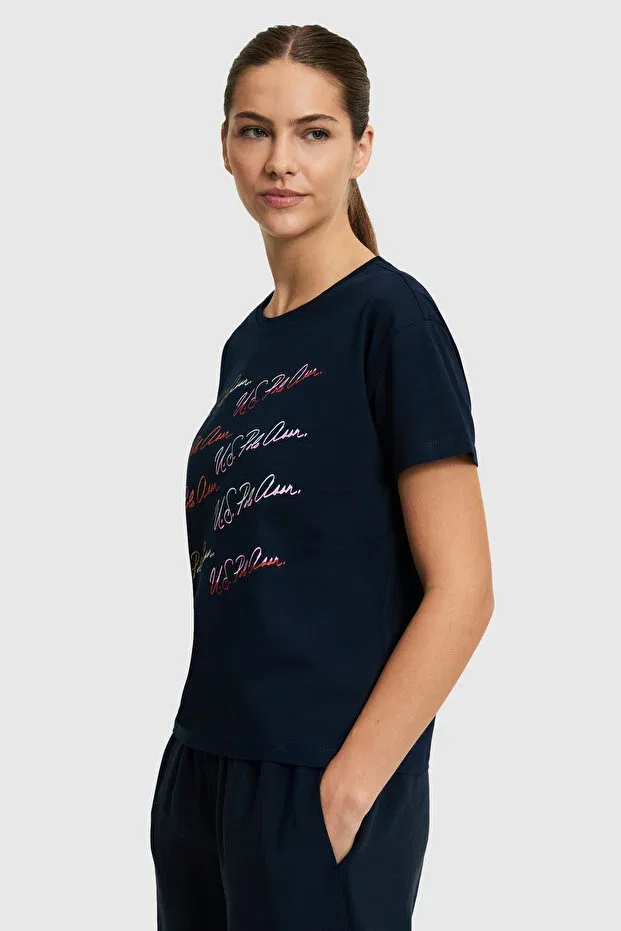 Женская футболка с коротким рукавом U.S. Polo Assn., Navy Blue — фото 3