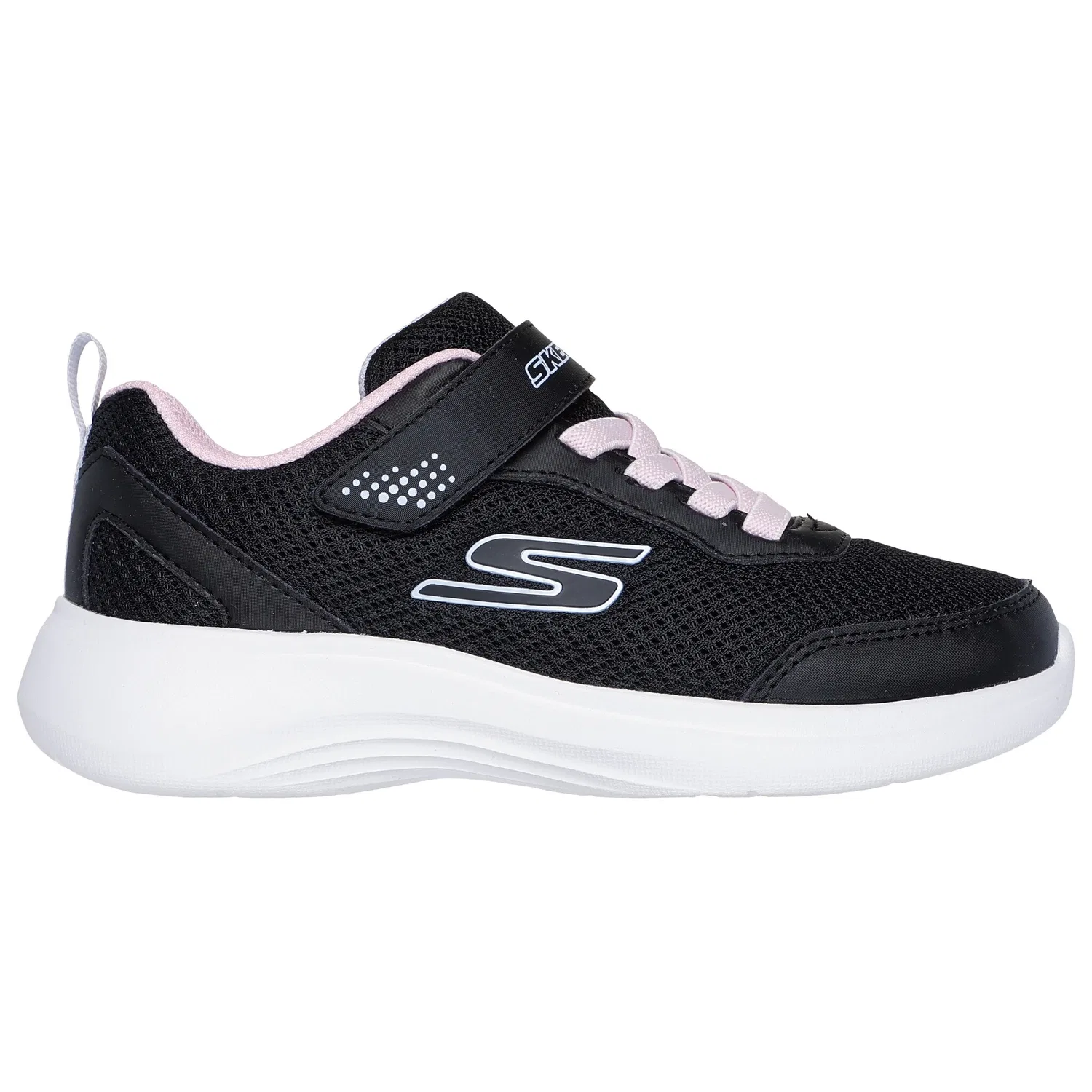 Детские кроссовки Slip-On с кожаным верхом Skechers, Black/Pink — фото 4