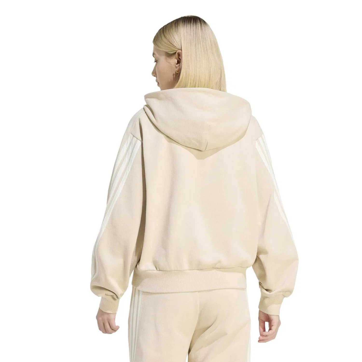 Женское худи с капюшоном и молнией Adidas Sport Sweatshirt W Ak 3S Fz Hd Adidas, Beige — фото 3
