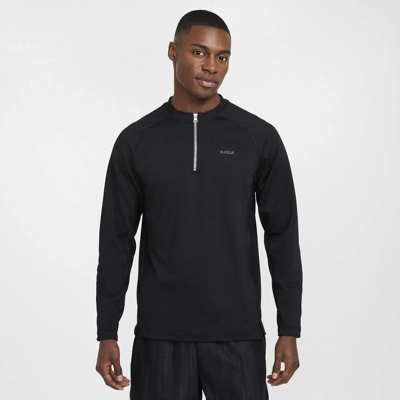 Мужская толстовка с половиной молнии Warm DNA LeBron James Nike, цвет Black/Dk Smoke Grey