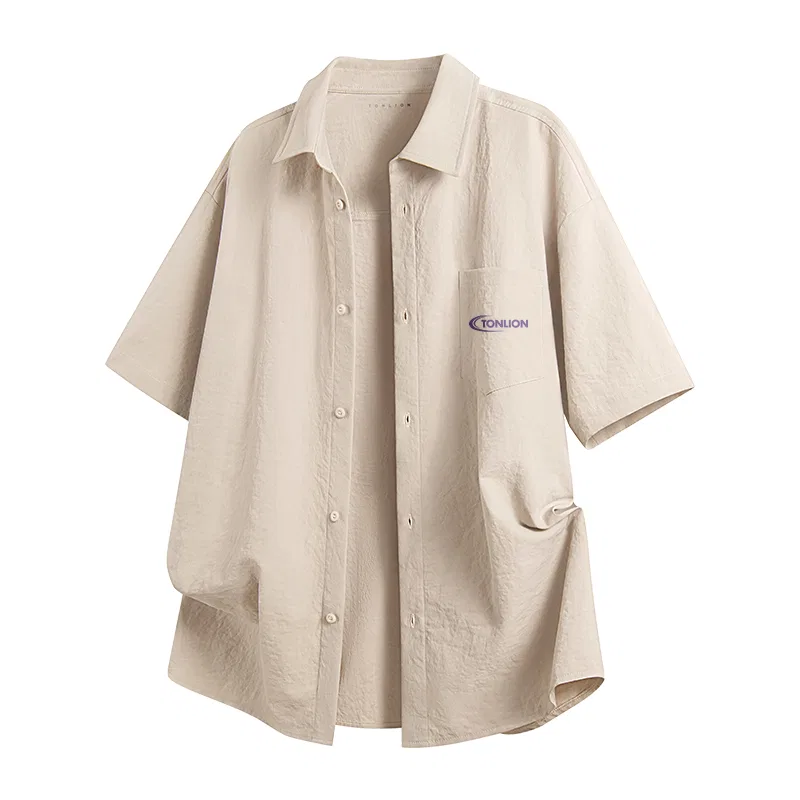 Детская рубашка с коротким рукавом из льна Tonlion, Light Beige