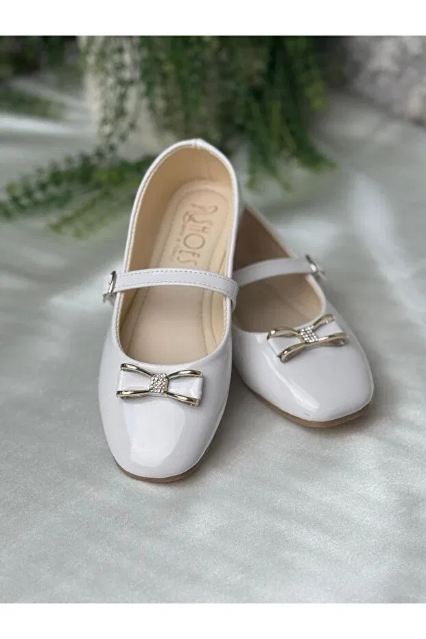 Детские балетки для девочек с бантом Shoes, Bright White
