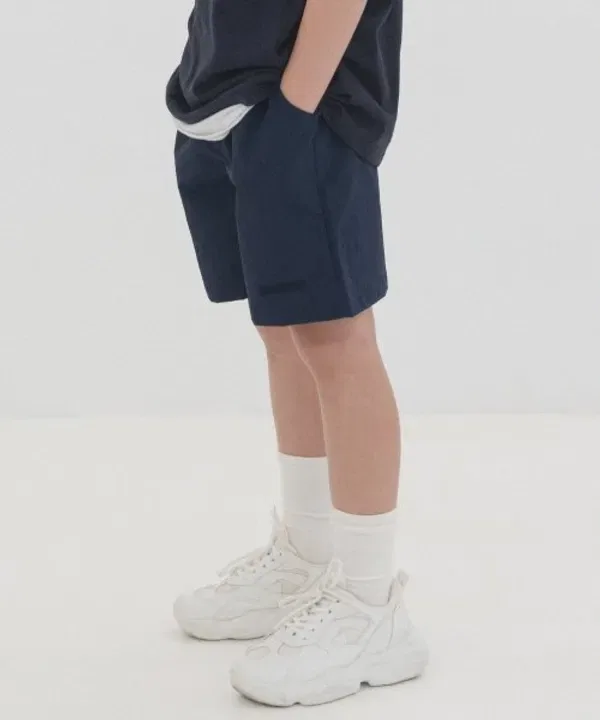 Шорты с логотипом и вышивкой, нейлоновые на резинке, Pianer Kids, Navy