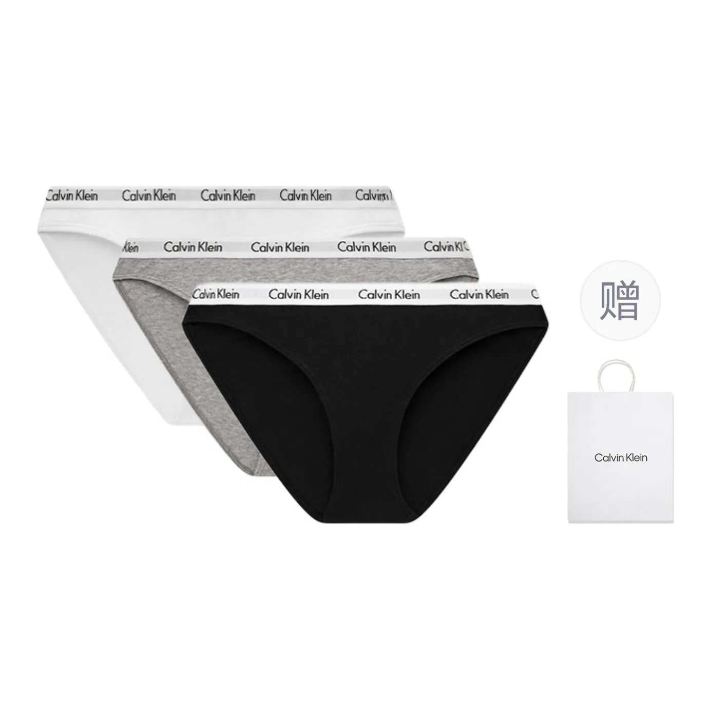 Женский комплект нижнего белья в подарочной коробке Calvin Klein, Space Black/Coconut Gray/Moon White